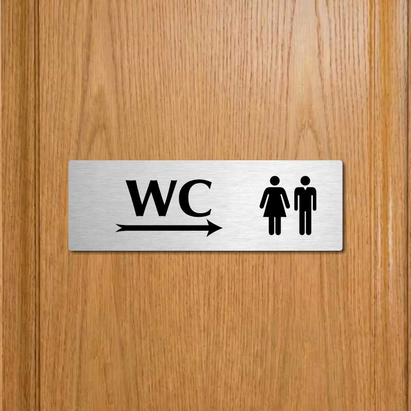 WC společné vpravo, 240x79mm, stříbrná popiska s rámečkem